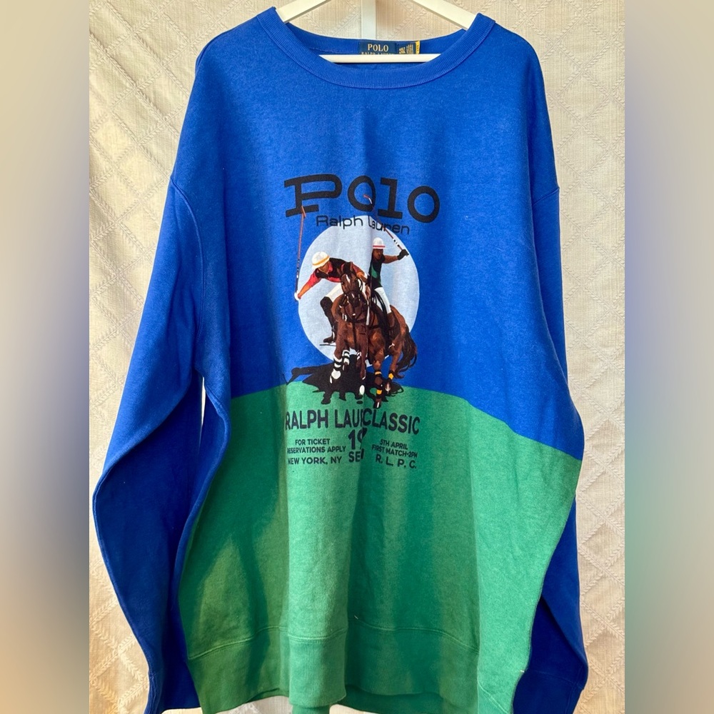 Polo Ralph Lauren Green and Blue Equestrian Sweatshirt, 4xlt
